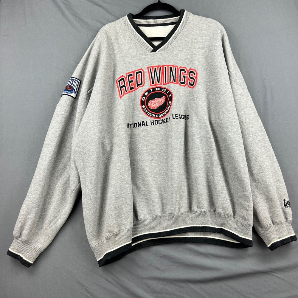 Detroit Red Wings Lee Sport Sweatshirt Mens 3XL Gray V-Neck NHL Hockey Good